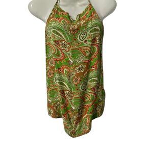 Natural Life Green Paisley Halter Top Size Small